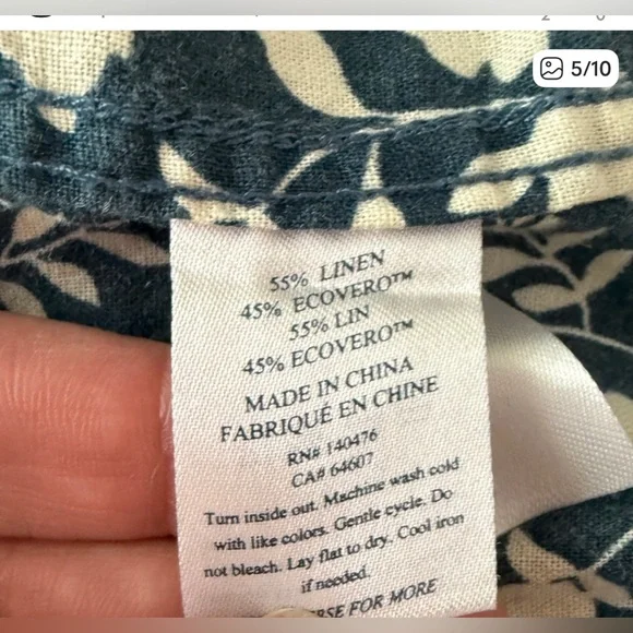 Faherty Gemina Pintuck Short Sleeve Linen Blend Shirt Dress In Blue Stripe Sz M - Picture 6 of 10